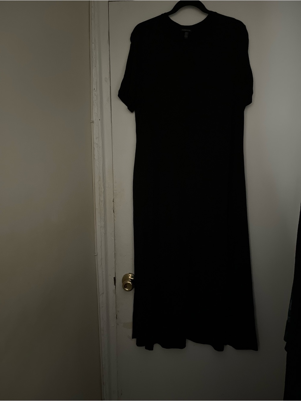 Eileen Fisher black jersey SS maxi dress